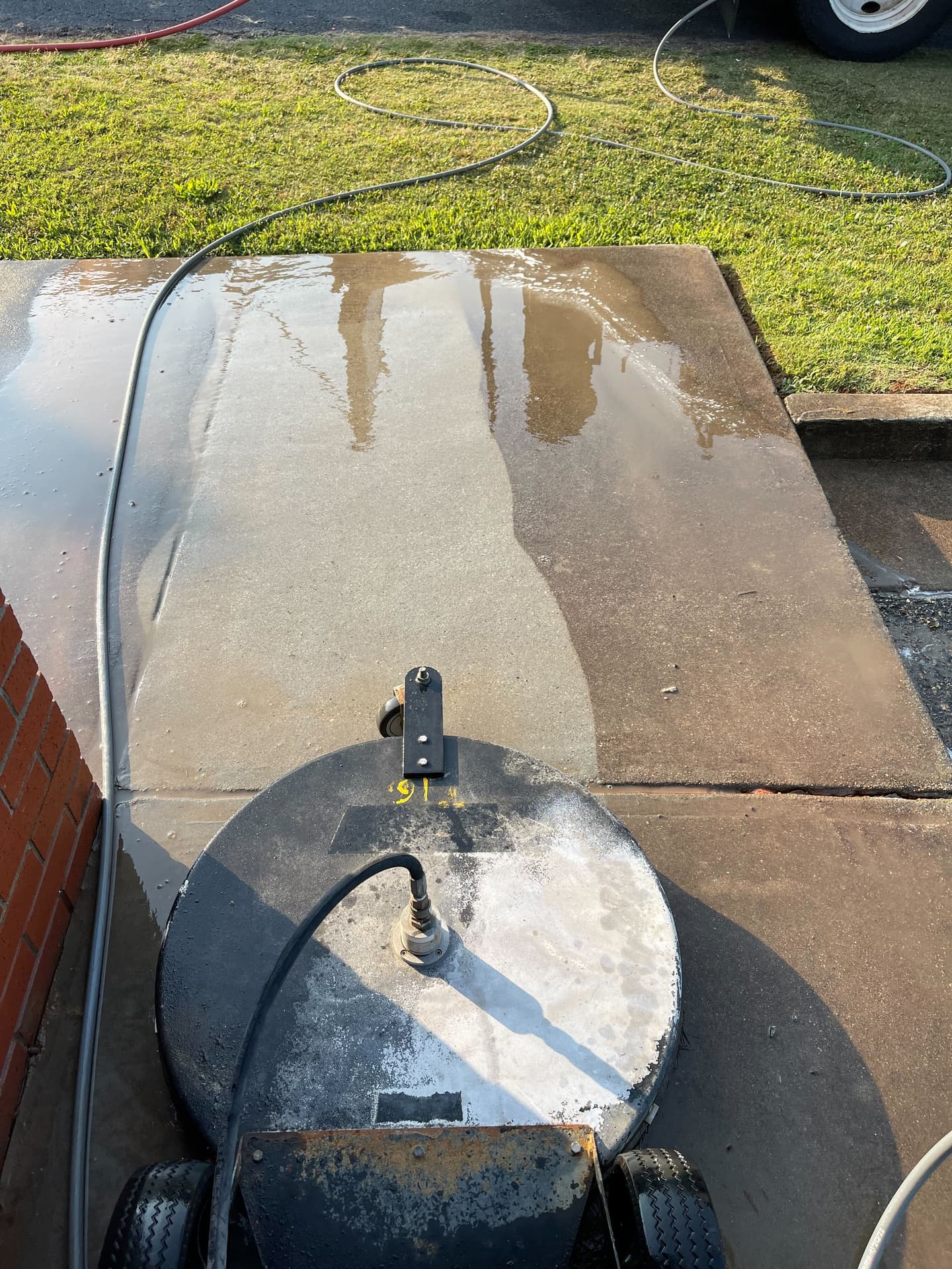 High-pressure concrete and stone restoration cleaning